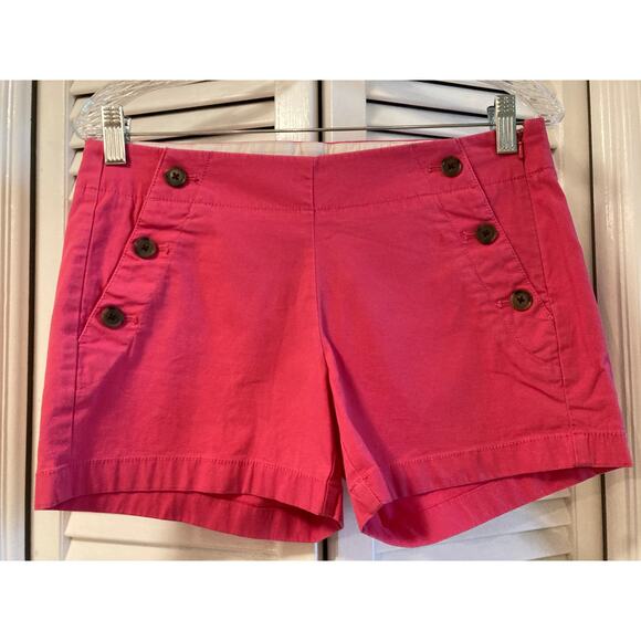 J.Crew Factory Stretch City Fit Side Buttons Pink Shorts Sz2 - Picture 1 of 11